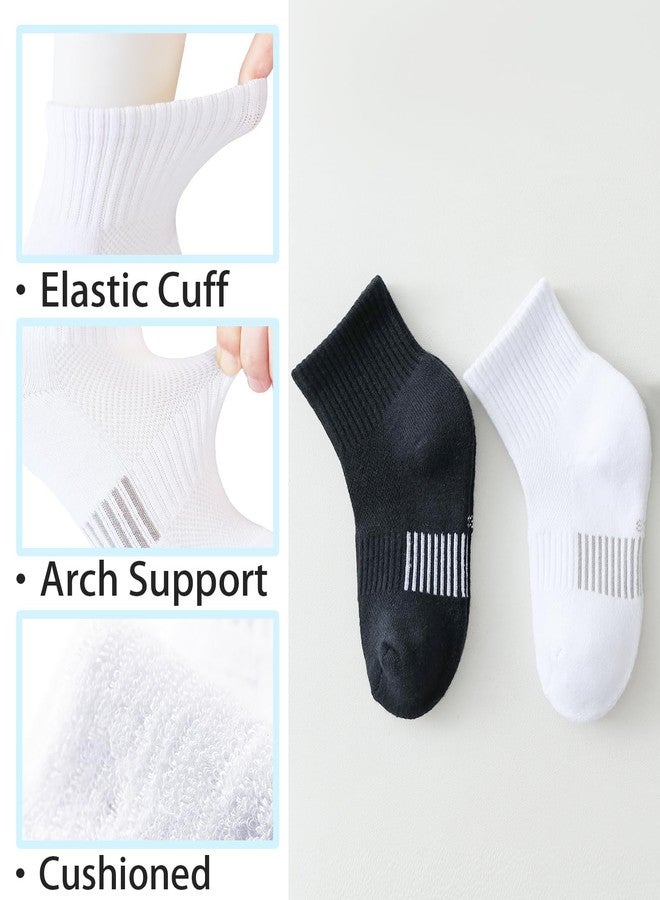 Mini angel Boys Socks Girls Cushioned Athletic Socks Black Ankle Sock 10-14 Years Youth Mesh Cotton Quarter Sport Sock 8 Pairs (Black,L) - Image 5